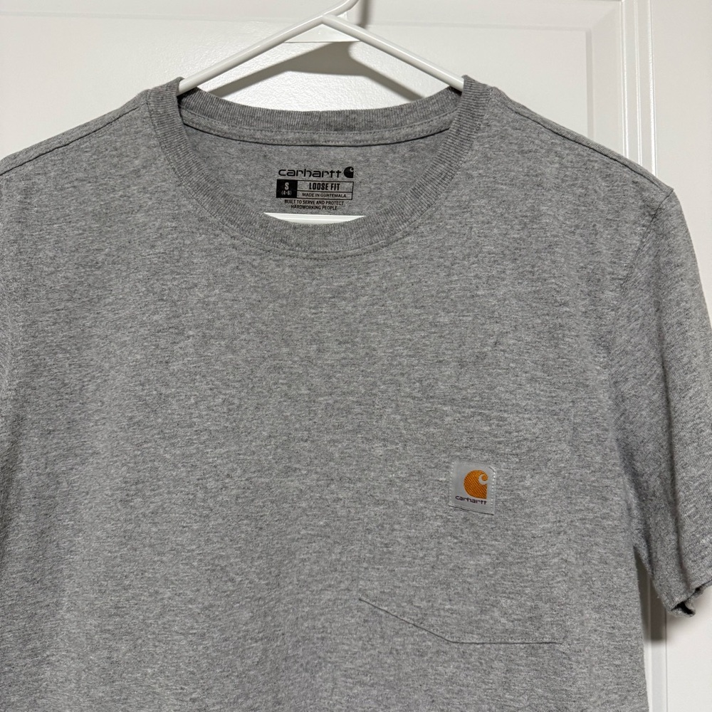 Carhartt Shirt Tshirt Tee Gray Short Sleeve Pocket Loose Fit S - Picture 3 of 6